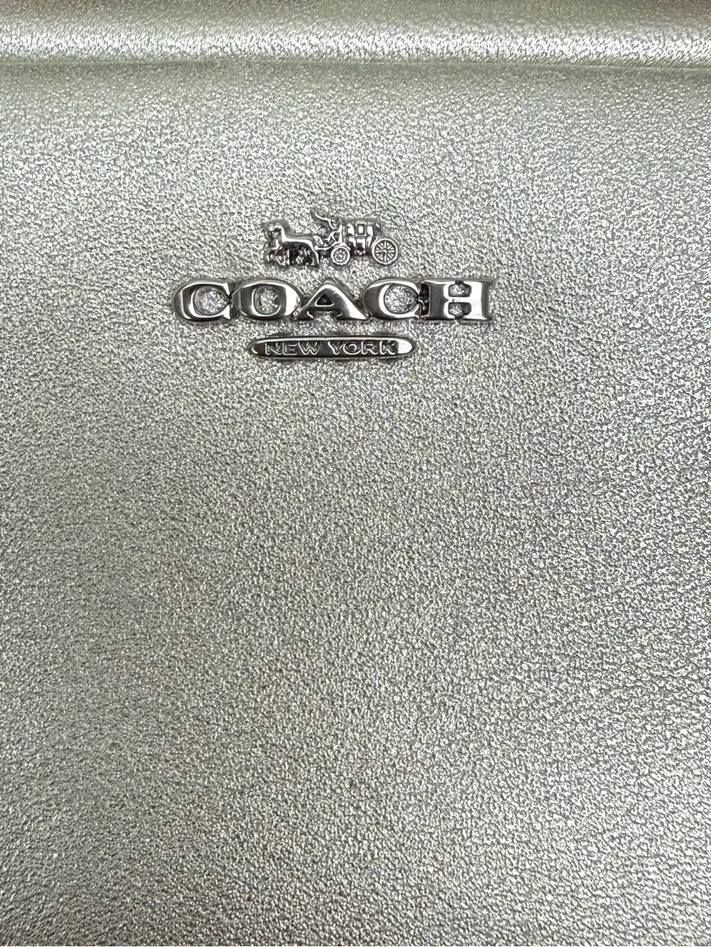 Coach Square Pouch Wristlet in metallic light silver NWT
